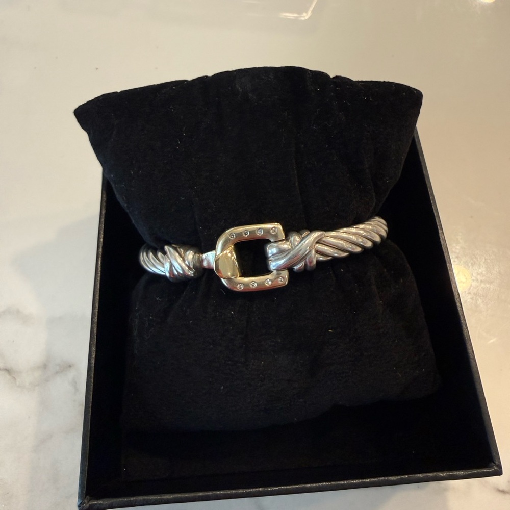 Vintage Italian Silver and Gold Buckle Bracelet